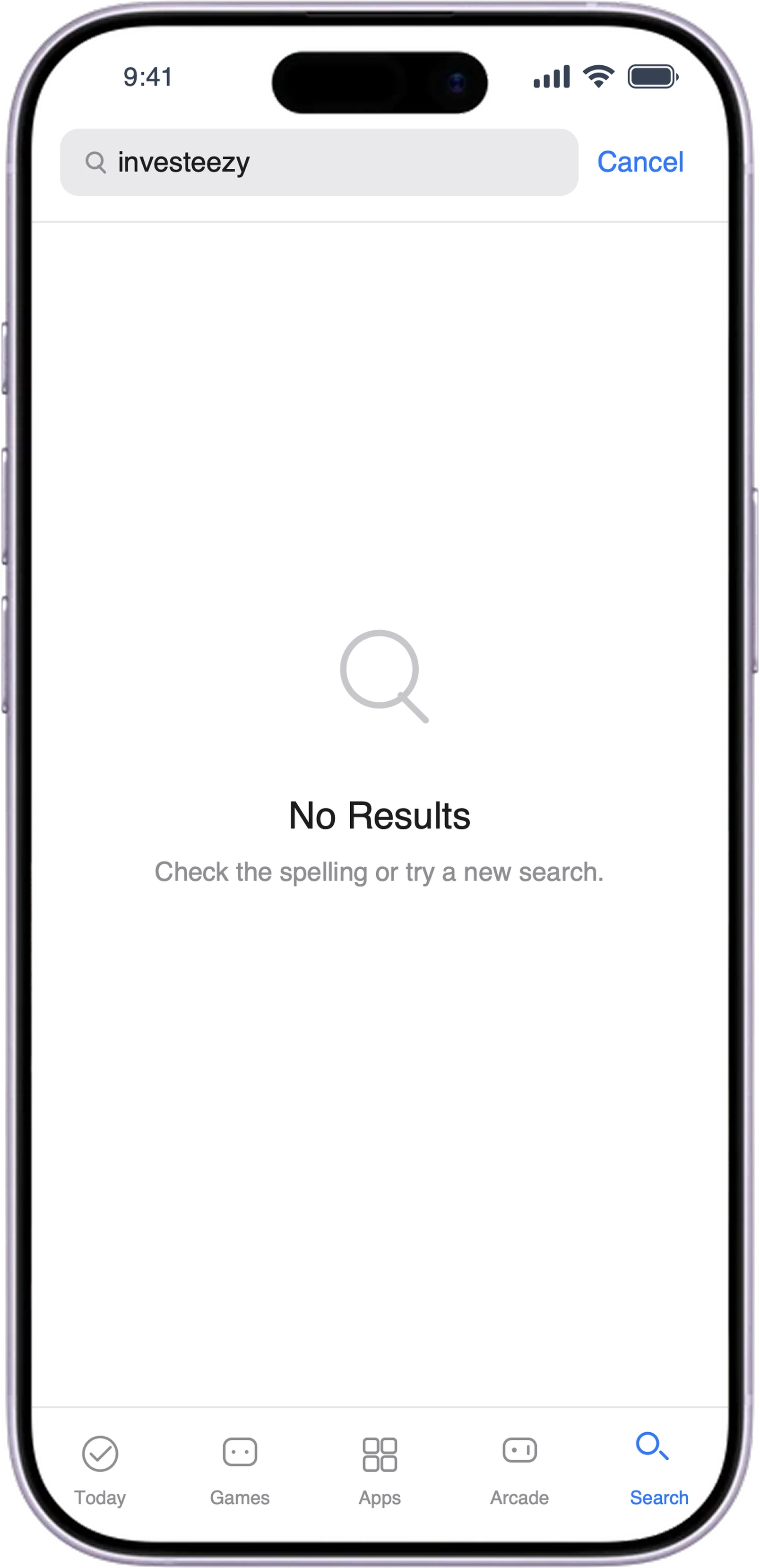 Searching investeezy in the iOS App Store now returns No Results
