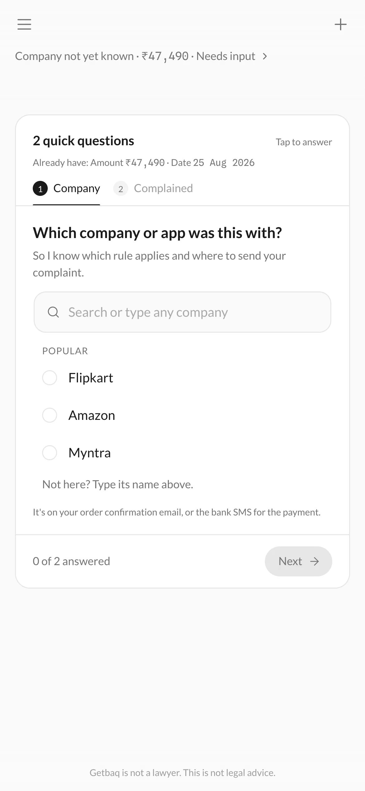 Missing: two quick questions, starting with the company